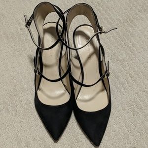 Marc Fisher black strappy sling back pumps